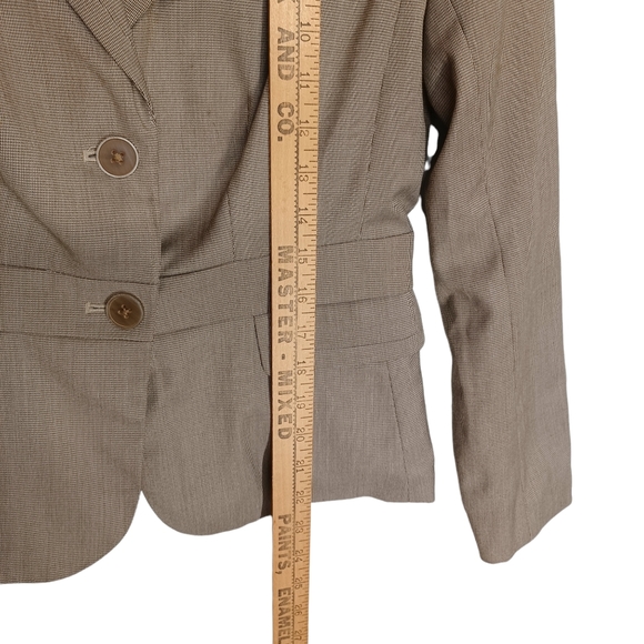 212 COLLECTION Tan Micro Print 2 Button Front Long Sleeve Blazer Career Jacket S - Picture 5 of 8